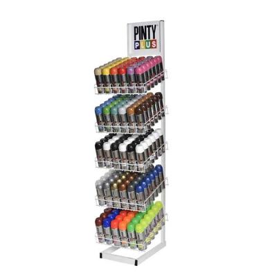 China Floor Standing 5 Metal Wire Shelf Spray Paint Can Display Rack for sale