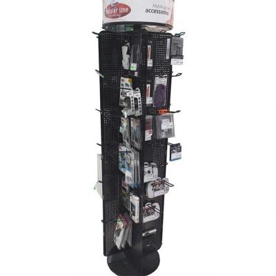 China Floor Metal Pegboard Stand Rotating Cell Phone Accessory Display for sale
