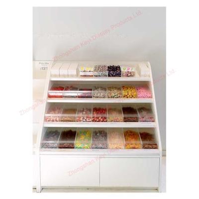 China Sweet Shop Pick And Mix Acrylic Candy Box And Wooden Bulk Candy Display for sale