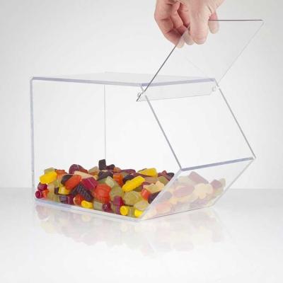 China Custom Size Pick And Mix Bulk Candy Bin Clear Acrylic Box With Lid for sale