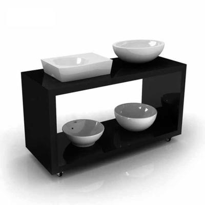 China Showroom Metal And Wooden Bathroom Sink Display Rack With Brochure Holder for sale
