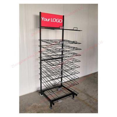 Китай Customized LOGO Floor Standing Metal Wire Shelf Door Mat Display Rack продается