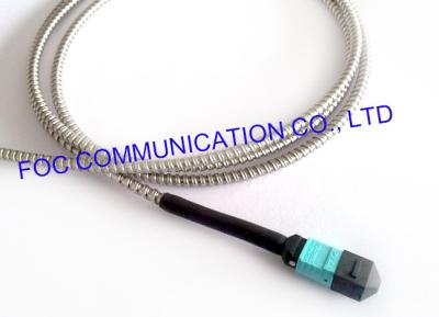 China MPO Armored Multimode Fiber Optic Cable Cord OM3 MM 50/125um 12 Core for sale