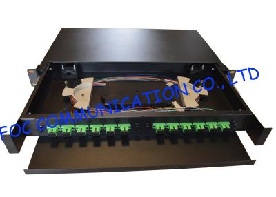 China Drawer Type Fiber Optic Distribution Box 1U 12Ports Full Loaded With SC Pigtail for sale