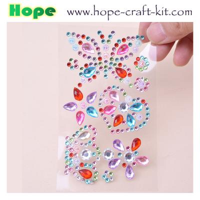 China 3D Acrylic Self Adhesive Diamond gem drill stickers Rhinestone Sheet for kids diy and Decal Mobile Scrapbooking OEM for sale