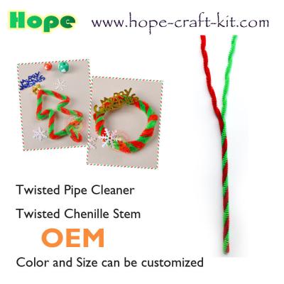 China Twisted 2 colours chenille stems  pipe cleaners for hobbies & children DIY hand-crafted material for sale