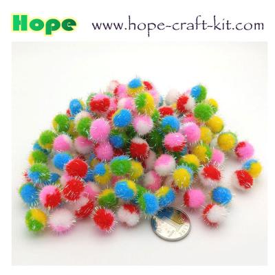 China Assorted color & sizes soft shinning glittering Pom pom ball beads for hobbies and kids hand-crafted DIY material for sale