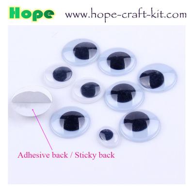 China 4~50mm plastic adhesive back sticky back googly eyes wiggly eyes white and black for hobbies kids DIY STEM INNOVATION for sale