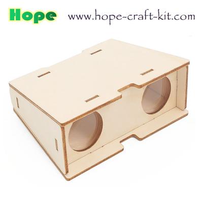 China Kids Scientific DIY BInoculars Toys Natural Wooden Color Telescopes Easy Assembly for STEM Optical Education OEM ODM for sale
