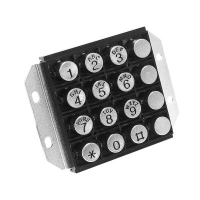 China Replaceable Telephone Spare Parts Anti Vandal 16 Key Keypad With Zinc Alloy Buttons for sale