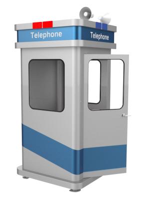 China Vandal Resistant Soundproof Phone Booth Robust Galvanised Metal Material Stand Alone for sale