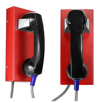 China Teléfono análogo rojo confiable de la pared del dial auto con el microteléfono a prueba de vandalismo negro en venta