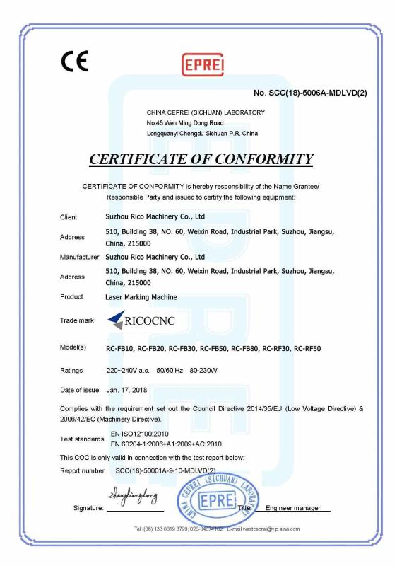 CE - Suzhou Rico Machinery Co., Ltd
