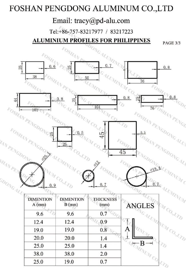 Philippines Aluminium Profile for sliding window