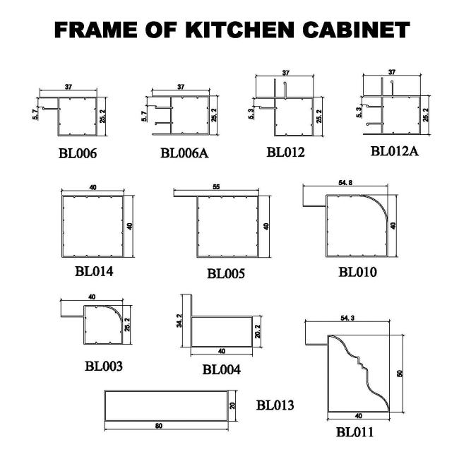 Aluminium kitchen cabinet Profile with ACP