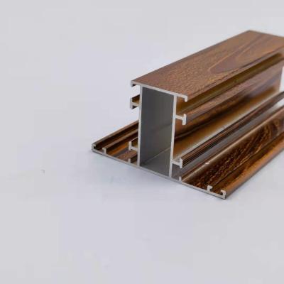 China Mill Finished Wood Grain Aluminium Profile For Window And Door for sale