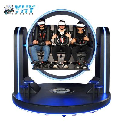 China 220V Game VR Simulator Patent Roller Coaster 3 Seats Virtual Reality Chair Gaming Set for sale
