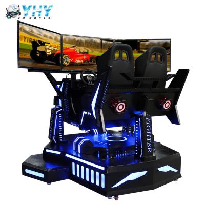 China 3 Screen VR Racing Simulator 2 Seats Driving Game Steering Wheel 220V for sale