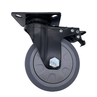 China 100mm Swivel Plate Tpr Caster Wheels With Brake Tpr Wear Resistant for sale