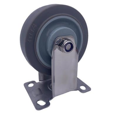 China TPR Tread Rigid Plate 3 Inch Caster Wheels Stainless Steel for sale