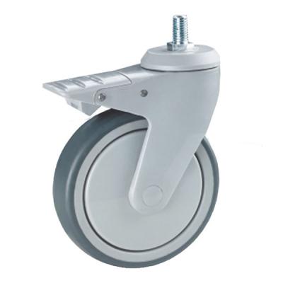 China 4 Inch Swivel TPR Threaded Medical Caster for Hospital Bed Stroller for sale