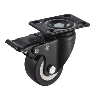 China 50mm Low Profile Furniture Caster Wheel With Brake PP Wheel Ball Bearing Plate for sale