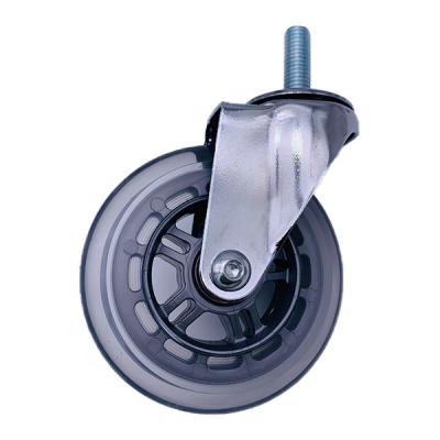 China 75mm Transparent Thread Stem PU Caster Wheels with Chrome Plated for sale