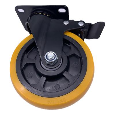 China 3 Inch Polyurethane Caster Wheel Black Electro-plated Bracket with brake for sale
