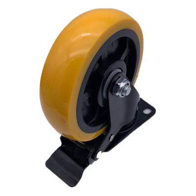 China Medium Duty Brake 100mm Polyurethane Industrial Caster Wheel for sale