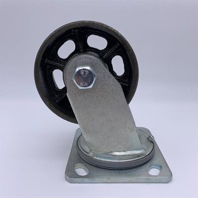 China Rodízio resistente do ferro fundido do preto do giro da placa de 4 polegadas à venda