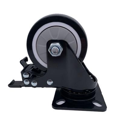 China 8 Inch TPE Top Plate Heavy Duty Black Industrial Caster with Brake for sale