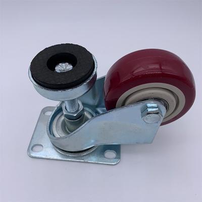 China Adjustable Leveling Red PU Caster 2.5 Inch 3 Inch 4 Inch 5 Inch Available for sale