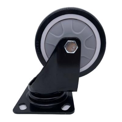 China Eslabón giratorio ruedas del echador de la placa de 5 pulgadas en las ruedas negras del poliuretano en venta