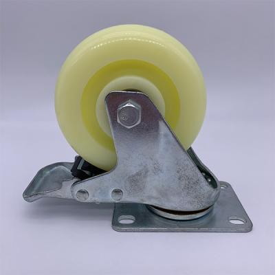 China 2.5 Inch White Nylon Wheel Swivel Plate Caster with Brake for sale