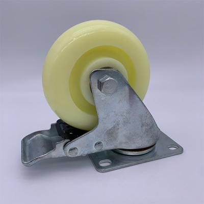 China 75mm Lockable Nylon Caster Wheels Plate  Mounting White Tread for sale