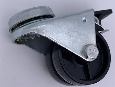 China Dual-Wheel Black Nylon Caster Bolt Hole Swivel Brake 2 Inch for sale