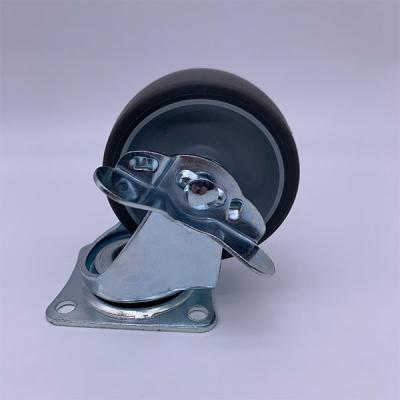 China 1.5 Inch Grey TPR Tread Plain Bearing Swivel Plate Caster with Brake for sale