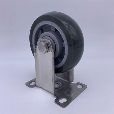 China El echador de acero inoxidable de la carretilla del poliuretano sólido rueda 5 pulgadas en venta