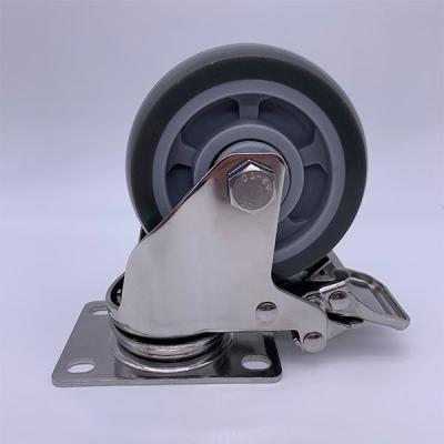 China Stainless Steel Fork PU Tread Locking Caster 75mm 100kg Load for sale