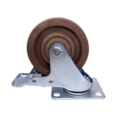 China Phenolic Wheel Heat Resistant Casters With Brake 3 Inch for sale