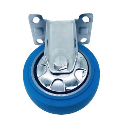China Blue TPR Thermoplastic  Tread Rigid Stainless Caster Wheels 3 Inch 75mm for sale
