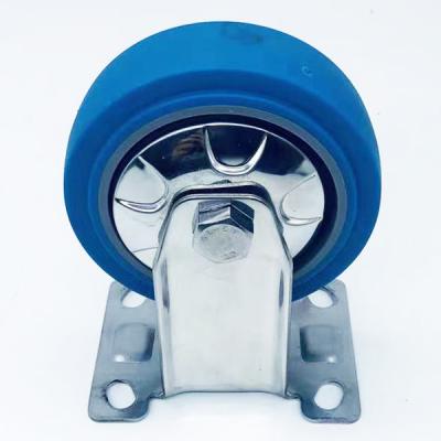 China Solid Rubber Tread Stainless Plate Caster Wheels 4 Inch 100mm for sale