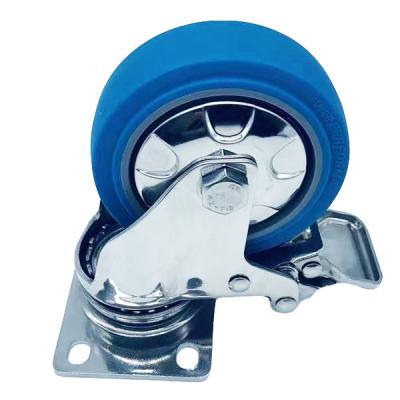 China 3 Inch Blue TPR Tread Stainless York Swivel Brake Caster for sale