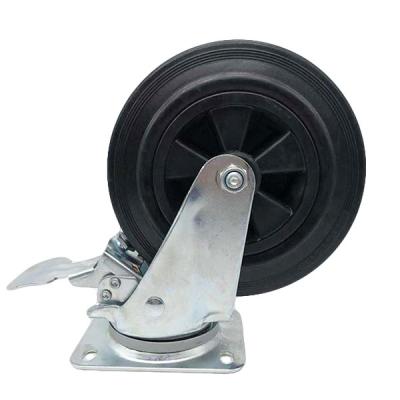 China 200mm  8 Inch Rubber Caster Wear Resistance For Junk Box for sale