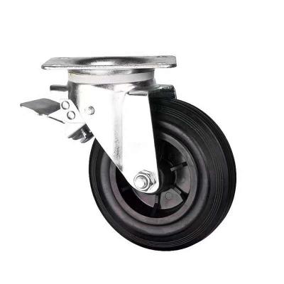China 160mm Swivel Plate Rubber Caster For Garbage Bin With Brake for sale