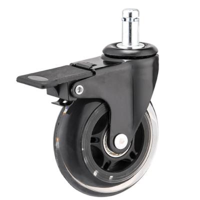China Lock Universal Wheel Silent Office Chair Caster PU Wheel Caster 2.5 Inch for sale