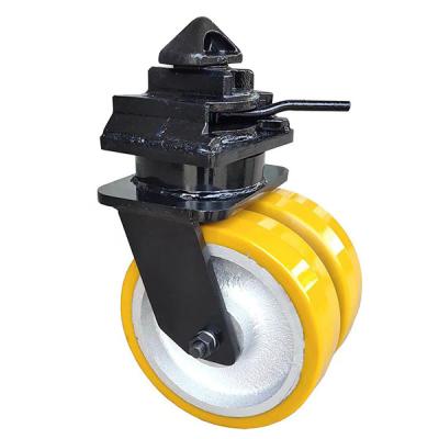 China PU Container Casters Wheel With Brake 300mm Castors for sale