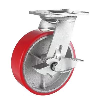 China PU Shipping Container Casters Wheel 8 Inch Swivel Castors for sale