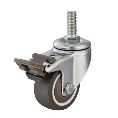 China TPR Wheel Light Duty Casters With Brake Swivel Caster Threaded Stem 2 Inch for sale
