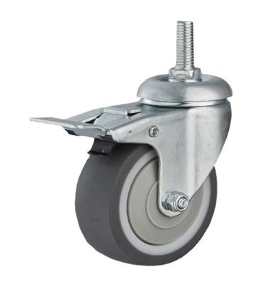 China 75mm PP Core Chair Caster Wheel With Brake Durable Shopping Cart Wheels for sale
